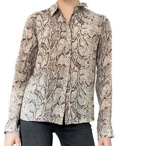 Reformation Snakeskin Print Viscose Long Sleeve Button Down Shirt Sz M